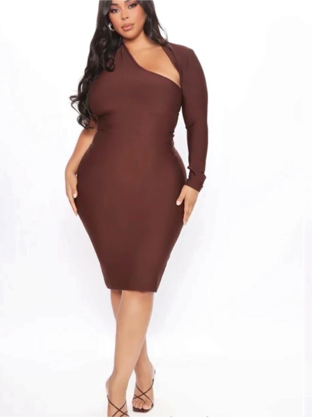 Fashion Nova Babe Bandage Midi Dress Brown Size 3X